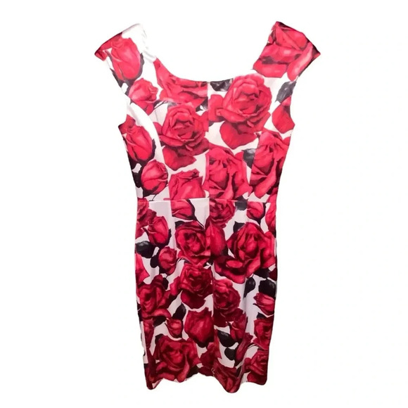 NWT White House Black Market Rose Floral Print Bodycon Sleeveless Dress Size 2 - Picture 4 of 9